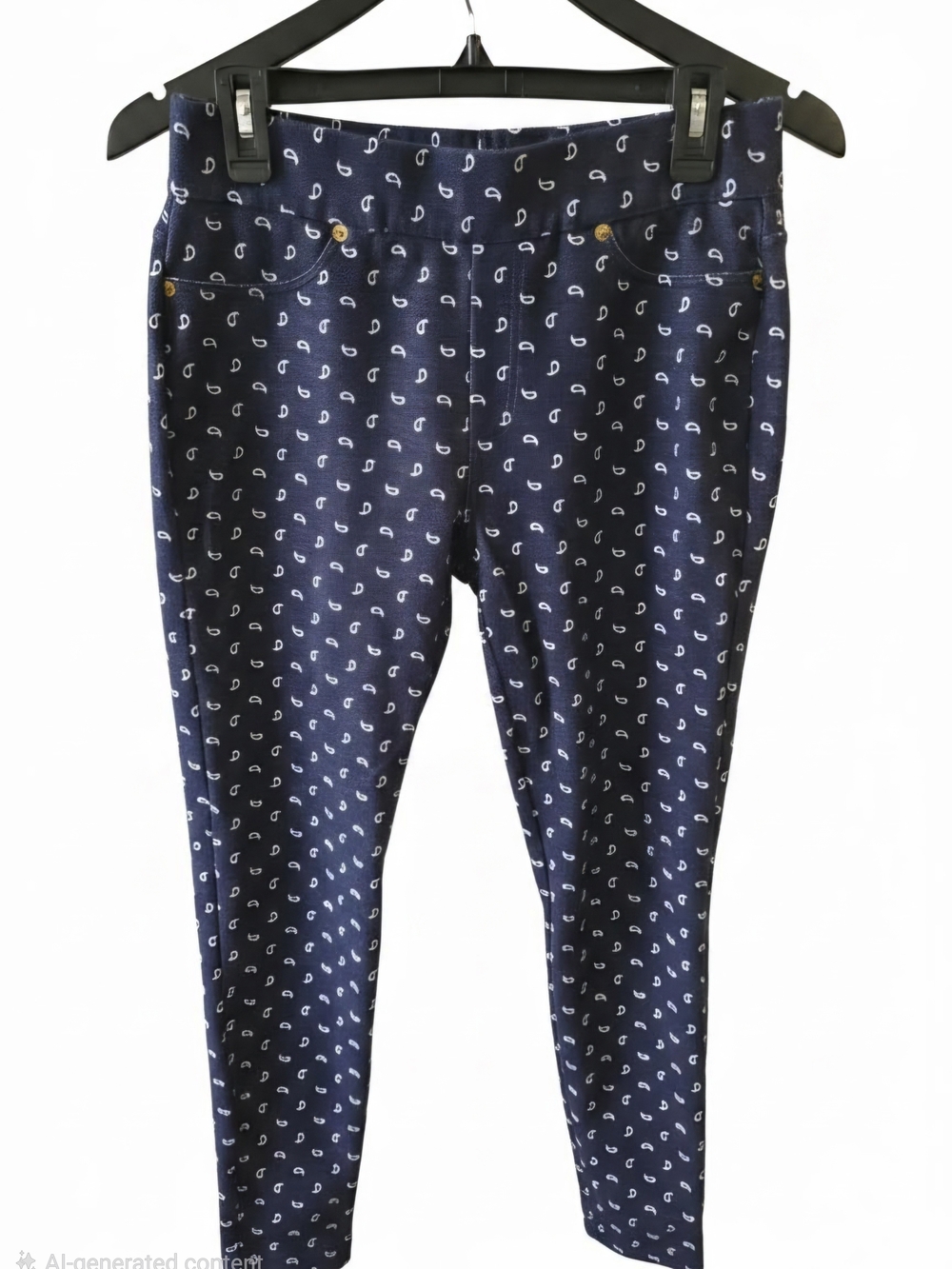 MICHAEL Michael Kors Navy Top with White Paisley Motif